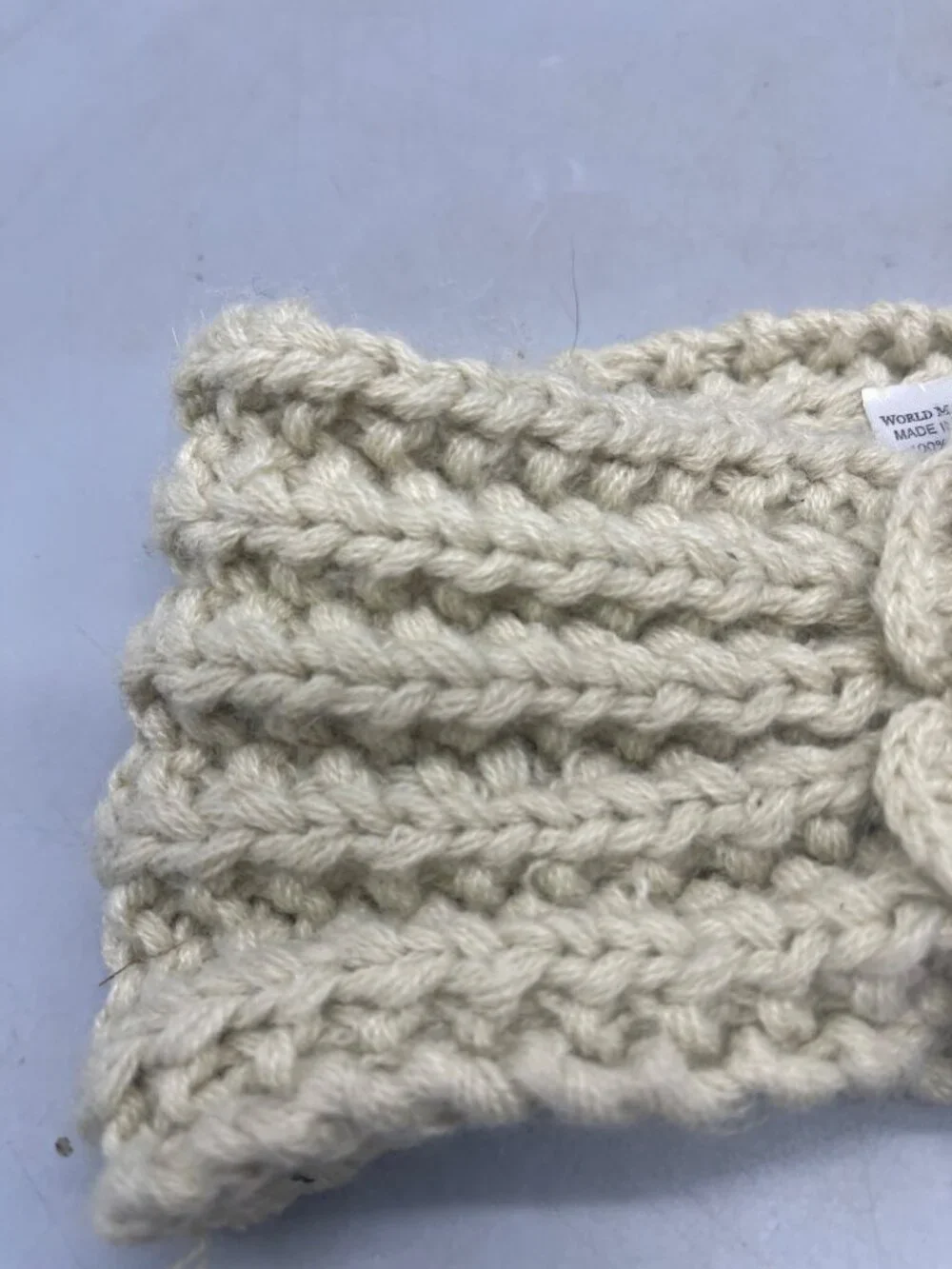 World market head band floral knitted acrylic tan length 20